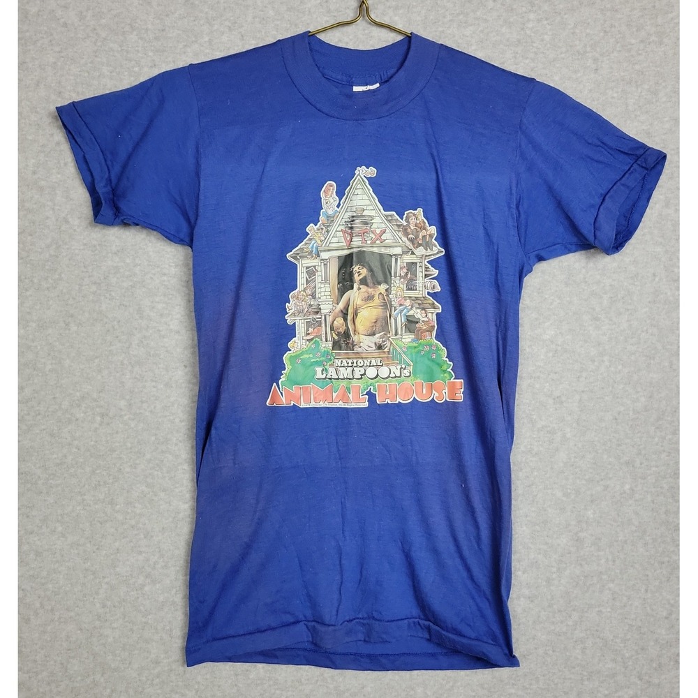 Vintage 1978 National Lampoons Animal House T Shirt Blue Devknit Small Movie Tee